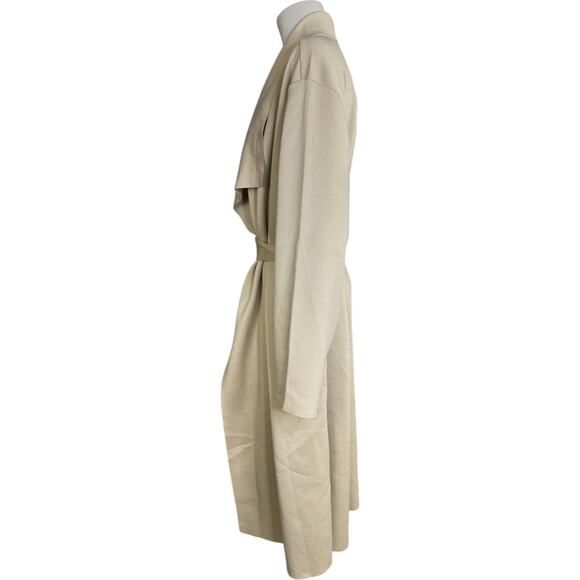 Girl with Curves Draped Scuba Jacket Beige Large NWT Long Sleeve Maxi Belted - Picture 8 of 12